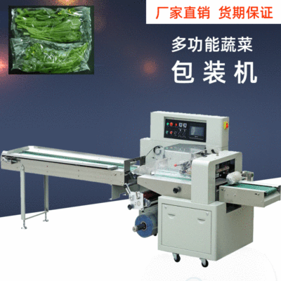 廠家直供青菜套袋枕式包裝機 蔬菜包裝機 食品自動下走膜打包設備