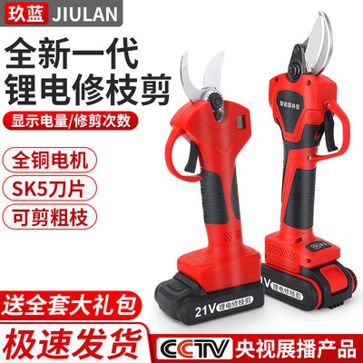 玖藍(lán)電動剪刀果樹剪充電式修枝剪電剪子強(qiáng)力粗枝剪鋰電池剪枝機(jī)
