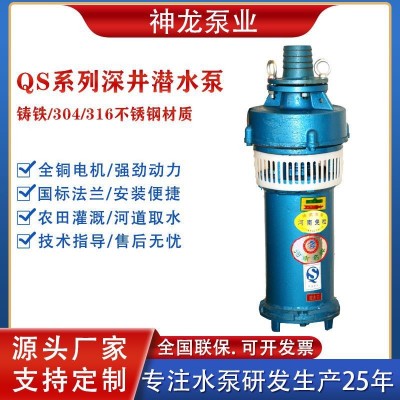 多級深井泵水浸式潛水電泵QS潛水泵大流量充水式農田灌溉水泵380V