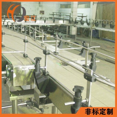 廠家非標(biāo)定制牛奶軟包裝產(chǎn)品輸送線 飲料輸瓶輸箱承重鏈板輸送機(jī)