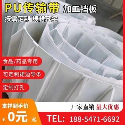 山東pu食品級輸送帶廠家直供裙邊擋板導條耐寒低溫 pvc易潔帶皮帶